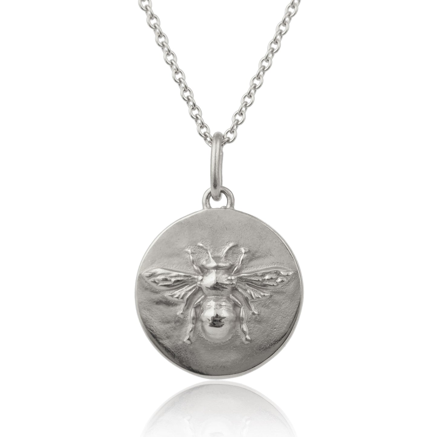 Silver Bee Coin Necklace