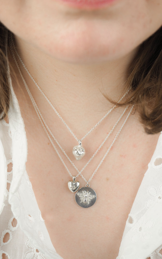 Silver Bee Coin Necklace