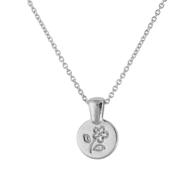 Silver Flower Coin Necklace