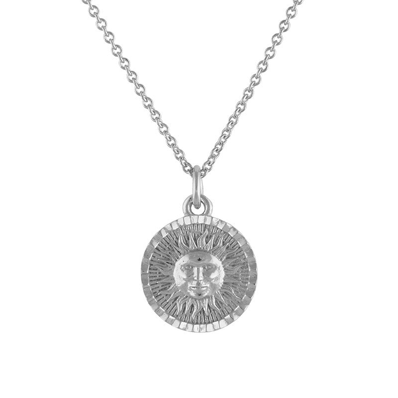 Silver Shining Sun Coin Necklace