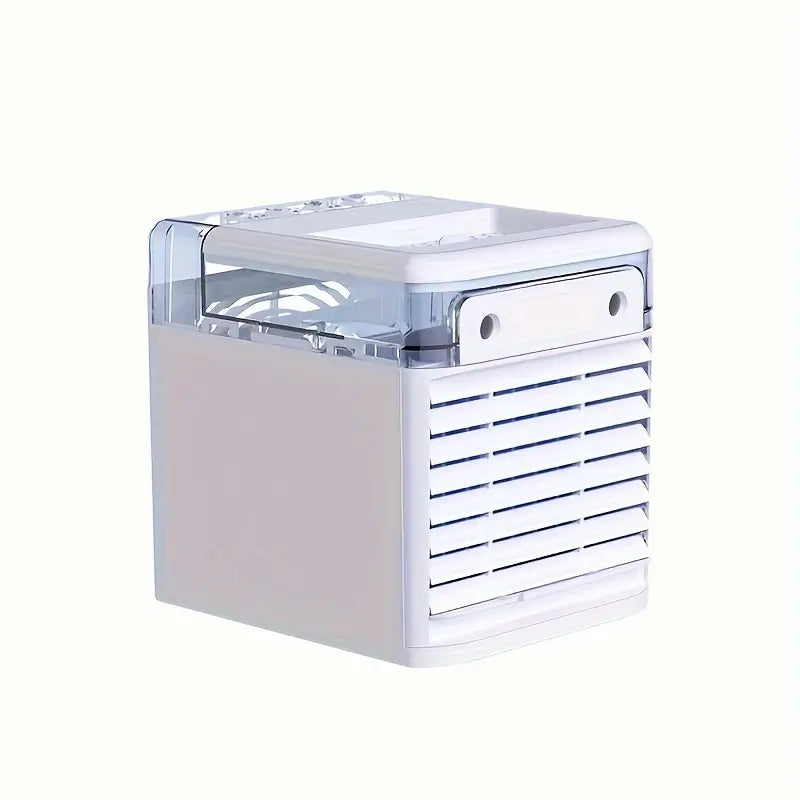 Portable Mini Air Cooler Fan with Triple Spray Nozzles, USB Powered, 3 Speeds, 3 Mist Modes, LED Light, Timer Function, 16cm/6.3 Inch Compact Size for Home & Office Use