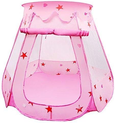 Princess Pop Up Playhouse, Play Tent, Play Tent Castle Foldable Popup Balls House for Baby Toddler Girls (Pink,47 * 35 Inch)