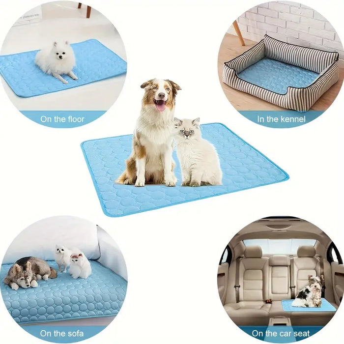 Dog Summer Cushion, Pet Cooling Mat, Dog Ice Silk Mat, Bite Resistant Pet Breathable Cool Pad Bed Mattress