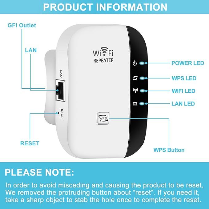 WiFi extender, 3650 sq ft, 45 devices, UK plug