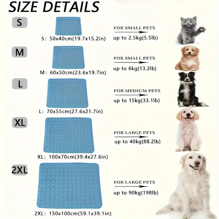 Dog Summer Cushion, Pet Cooling Mat, Dog Ice Silk Mat, Bite Resistant Pet Breathable Cool Pad Bed Mattress