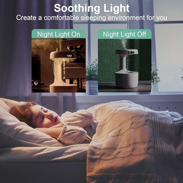 Smooth Sailing Antigravity Humidifier | Ultra-quiet Room Humidifier, Anti-gravity Usb Mini Humidifier, Water Drop Light Effects, Led Clock