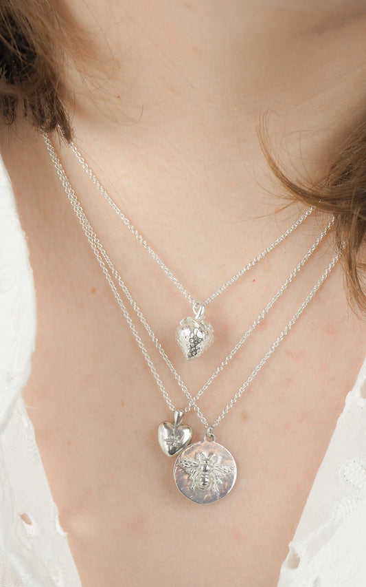 Silver Bee Coin Necklace