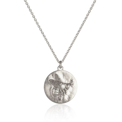 Sterling Silver Flying Bee Coin Necklace