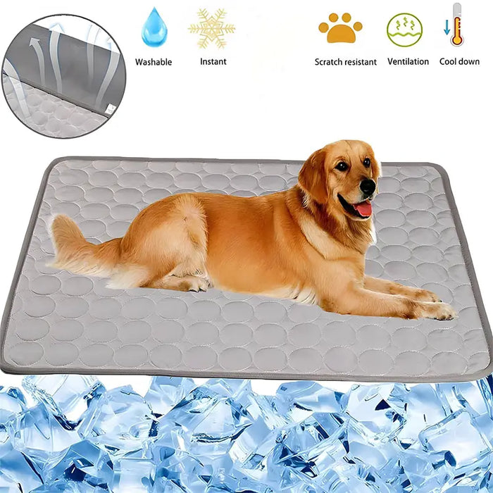 Dog Summer Cushion, Pet Cooling Mat, Dog Ice Silk Mat, Bite Resistant Pet Breathable Cool Pad Bed Mattress